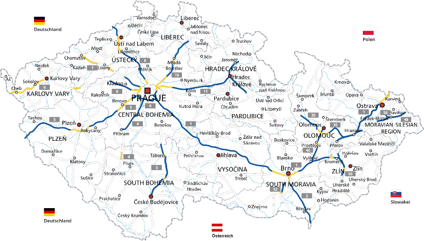 Autobahn Tschechien auf karte