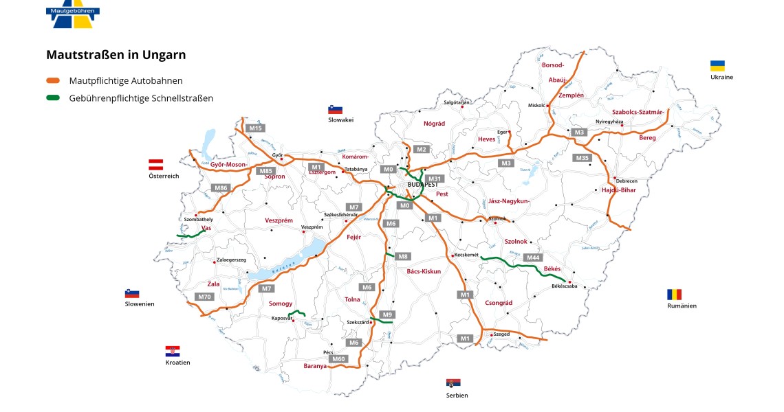 Karte Mit Ungarische autobahn