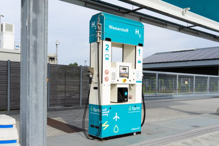 E Farm Tankstelle von GP Joule zum Betanken von Wasserstoff für PKW Bus und LKW