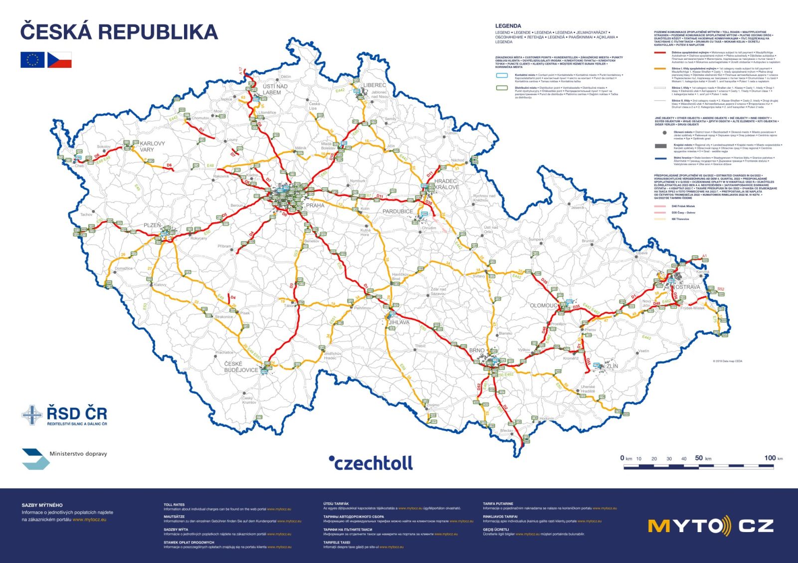 Karte mit allen Mautstrassen Tschechien