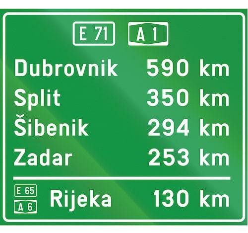 Zagreb nach Split über die Autobahn E71.
