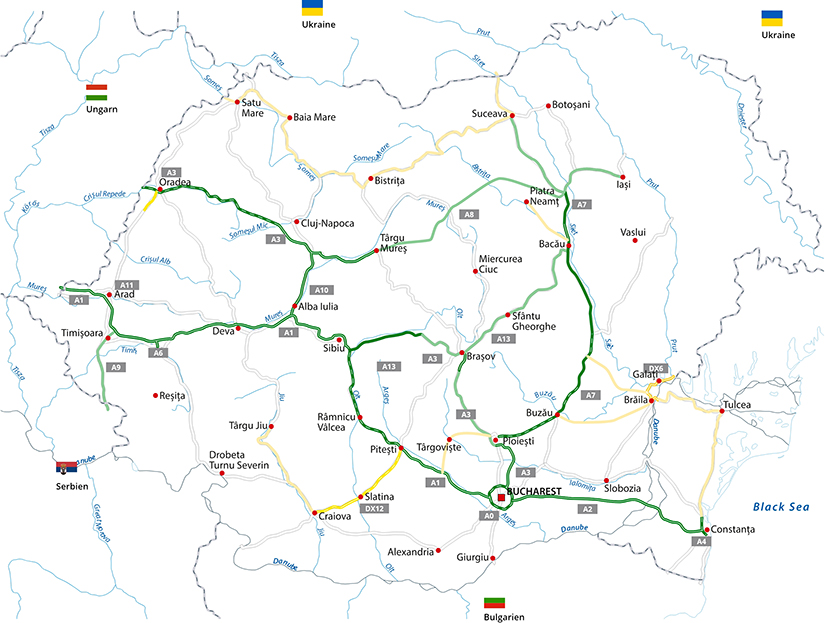 Alle Rumaenische autobahnen mit auch die A1 Austrada