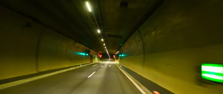 Pfändertunnel auf der Autobahn A 14 bei Bregenz, Fahrtrichtung Deutschland